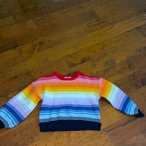 Rainbow Sriped Crochet-Knit Sweater for 8 year old Girls